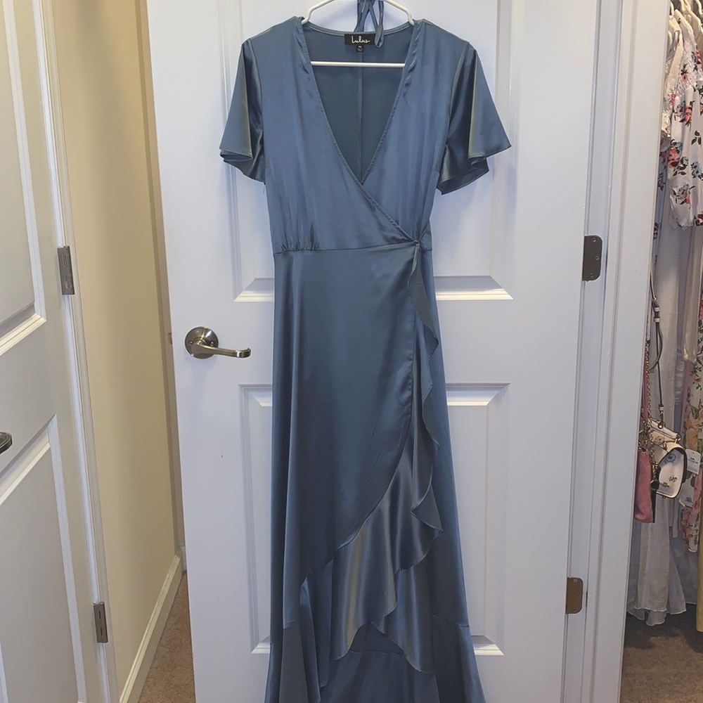 Lulu Size medium satin blue dress